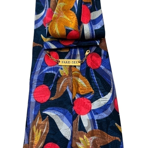 Take 6 by Kashani Silk Tie Made in italy multicolor Floral Polka Dots 3.5” Wide - Picture 6 of 8
